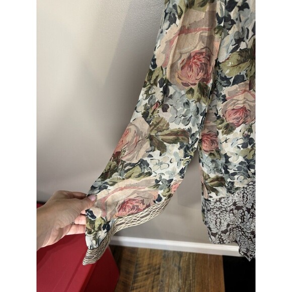 Women's SOFT SURROUNDINGS Embroidered Oasis Boho Topper Kimono Cardigan Sz L - Picture 3 of 5